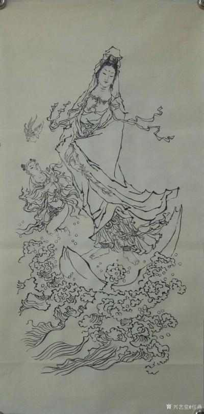 任燕日记-国画人物画观音像系列《水月观音》，《芭蕉观音》，《升莲观音》，《渡海观音》，《合【图4】