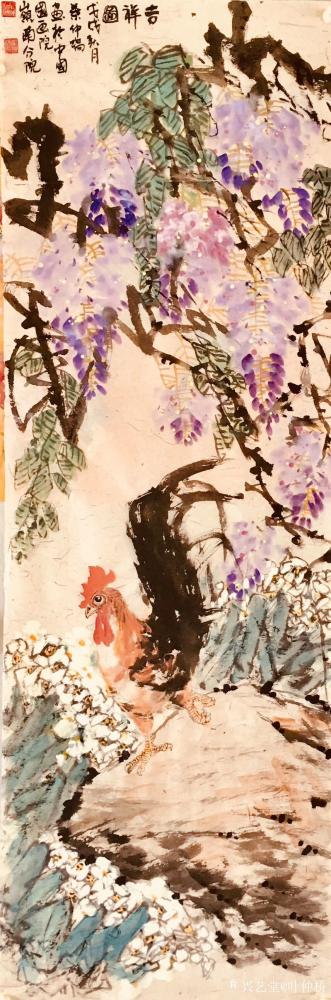 叶仲桥收藏-大鸡、如意着大吉大利，朝朝向上的意思，昨天所作《吉祥图》、规格180*60cn送【图6】