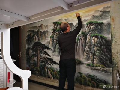 宁建华日记-国画彩墨山水画《千峰迎客》，尺寸180x270厘米，送给老师们欣赏指导，画这副才【图2】