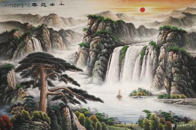 宁建华日记-国画彩墨山水画《千峰迎客》，尺寸180x270厘米，送给老师们欣赏指导，画这副才【图3】