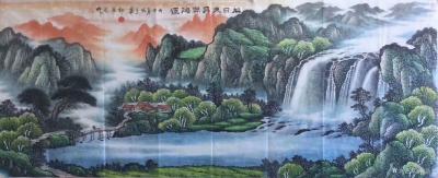 郭浩艺日记-国画山水画《源远流长》，《郭浩艺国画风水山水，源源天水自東来》，《旭日东升开鸿运【图3】