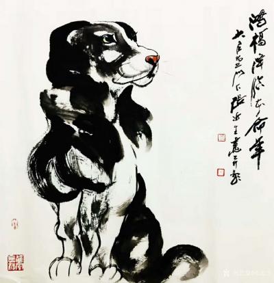 张近生日记-国画动物画狗狗系列作品：《独立院外静悄然 暮色既临忧思安 主人宠爱心更善，明示尽【图3】