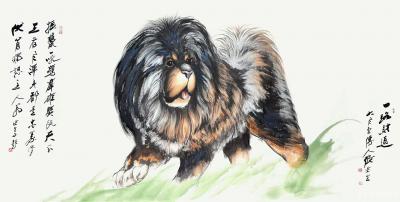 张近生日记-国画动物画狗狗系列作品：《独立院外静悄然 暮色既临忧思安 主人宠爱心更善，明示尽【图8】