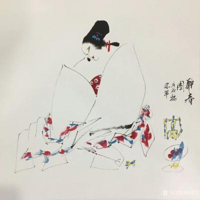 魏建军日记-国画人物画新作《醉春》，《福在眼前》，尺寸四尺斗方68x68cm，魏建军作品欣赏【图2】