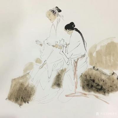 魏建军日记-国画人物画新作《醉春》，《福在眼前》，尺寸四尺斗方68x68cm，魏建军作品欣赏【图4】