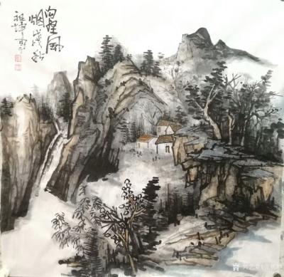 张祖坤日记-国画山水画《迎客松》，《沟壑风烟》，《岁月》，尺寸四尺斗方68x68cm，张祖坤【图2】