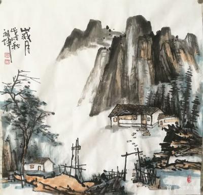 张祖坤日记-国画山水画《迎客松》，《沟壑风烟》，《岁月》，尺寸四尺斗方68x68cm，张祖坤【图3】