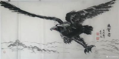 邵西安日记-国画动物画近作六骏马《唐韵雄风图》，尺寸四尺68x138cm；雄鹰图《凌云志》，【图2】