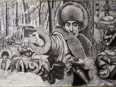 崔宁日记-很多人要看我们的《抗日英雄》百米画卷，但是还没画完，正在日夜赶画，争取年底全部完【图1】