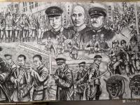 艺术家崔宁日记:很多人要看我们的《抗日英雄》百米画卷，但是还没画完，正在日夜【图2】