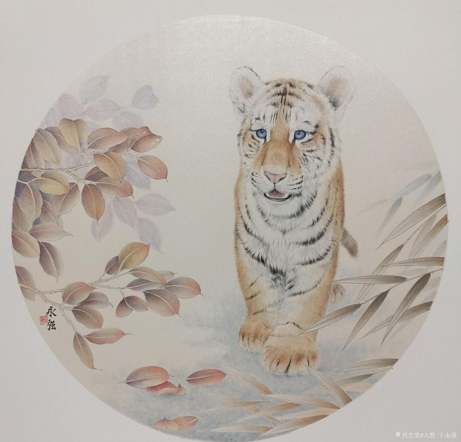 于永强国画作品《小虎》