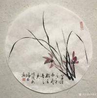 艺术家冯增木日记:国画花鸟画荷花兰草近期作品一组，尺寸四尺斗方68x68cm，【图5】