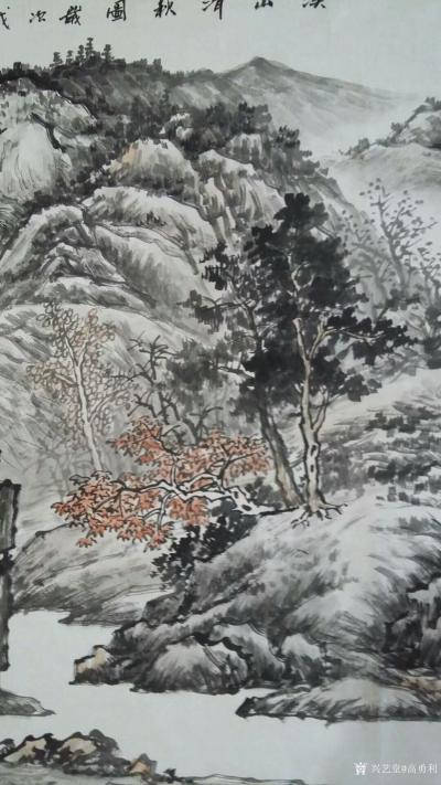 高勇利日记-国画山水画新作《溪山清秋图》，尺寸小六尺，180×68cm，软片未装裱。分享整图【图6】