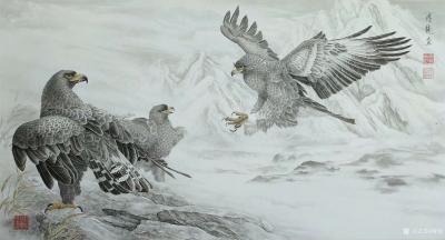 傅饶日记-傅饶原创国画动物画《金雕》，戊戍年新作，尺寸六尺整幅98*180cm，请指教！【图1】