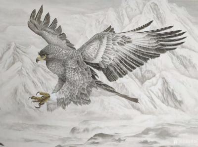 傅饶日记-傅饶原创国画动物画《金雕》，戊戍年新作，尺寸六尺整幅98*180cm，请指教！【图3】