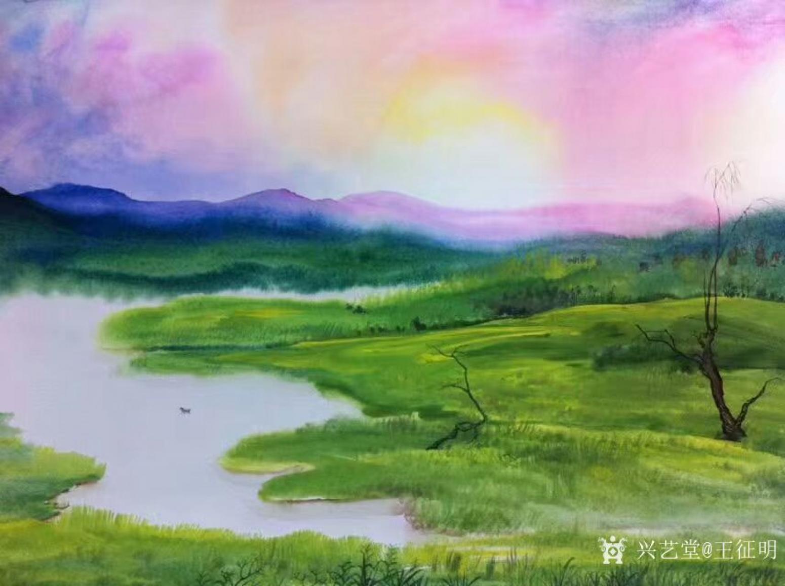 王征明油画作品《水意画“霞光”》【图0】