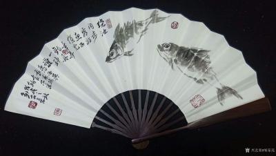 邹家亮日记-扇面国画写意花鸟书画作品5件：《清风》不种闲花池亭边不种闲花,池亭畔、几竿修竹。【图2】