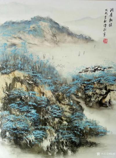 陈刚日记-国画山水画作品《山泉》，《河畔小屋静》，《洞庭新绿》，尺寸四尺斗方60x60cm【图4】