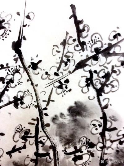 龚光万日记-国画花鸟梅花之白梅，录王冕诗《三月东风吹雪消，湖南山色翠如浇。一声羌管无人见，无【图2】