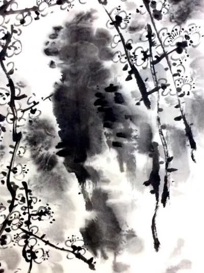 龚光万日记-国画花鸟梅花之白梅，录王冕诗《三月东风吹雪消，湖南山色翠如浇。一声羌管无人见，无【图3】