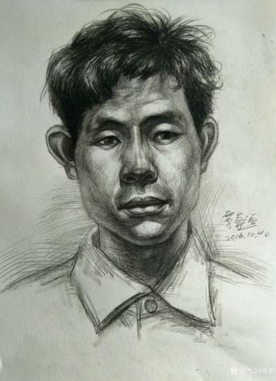 覃莽日记-覃莽近期人物素描头像画汇总4幅（2018年10月下旬素描作品集）【图4】