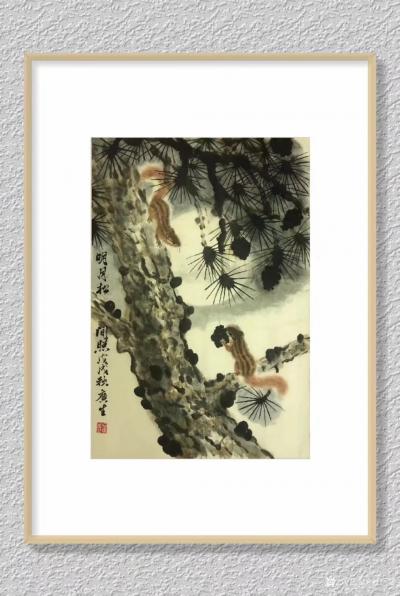 石广生日记-国画花鸟画《明月松间照》，这是昨晚半夜瞎折腾，为同乡会年历画一张《明月松间照》，【图2】