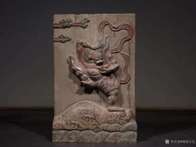 明清古艺收藏-艺术品青石彩绘《魁星点斗》，尺寸：高77cm宽50cm厚13
cm，器型罕见、【图1】