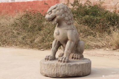 明清古艺日记-青石雕刻《宋元雄狮》，高65厘米座直径47厘米，雄狮雕像造型威猛霸气，肌肉发达，【图3】
