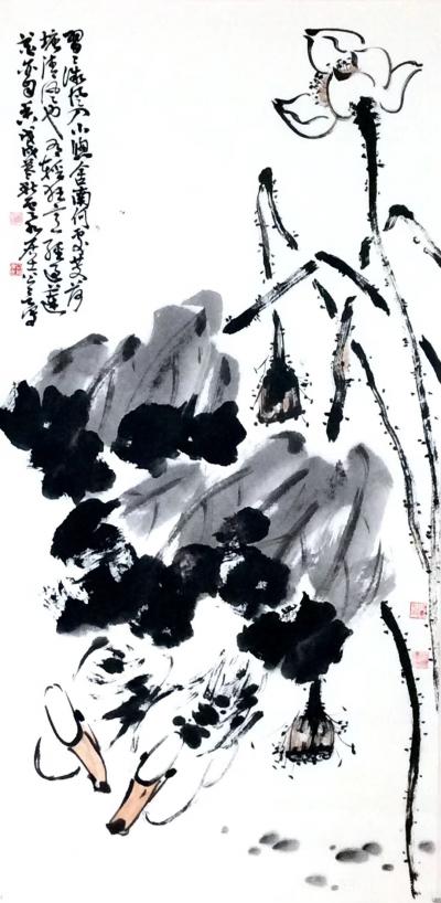 龚光万日记-国画写意花鸟画《 柳舞春池》，尺寸四尺整张138x68cm，第二幅写意花鸟画《 【图2】