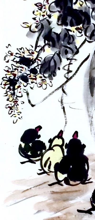 龚光万日记-国画花鸟画《扁豆花香》，画面诗意：“一庭春雨瓢儿菜，满架秋风扁豆花”，作品尺寸四【图8】