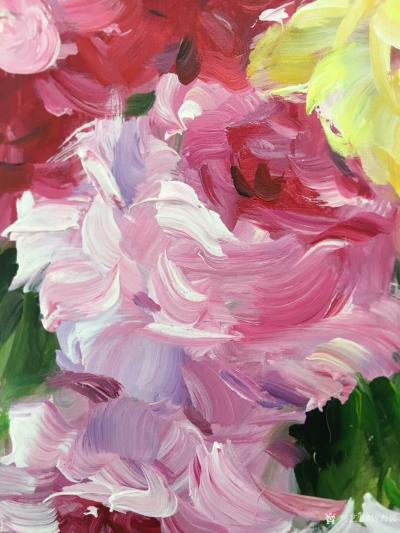 周海波日记-现代印象派油画作品《红牡丹》系列作品，适合现代中式家装！尺寸40x60cm，新完【图3】