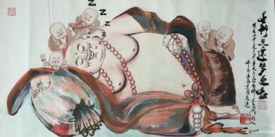 尚建国日记-国画人物画《福由心造》，尺寸四尺斗方68x68cm，戊戍年金秋尚建国国画人物～佛【图2】