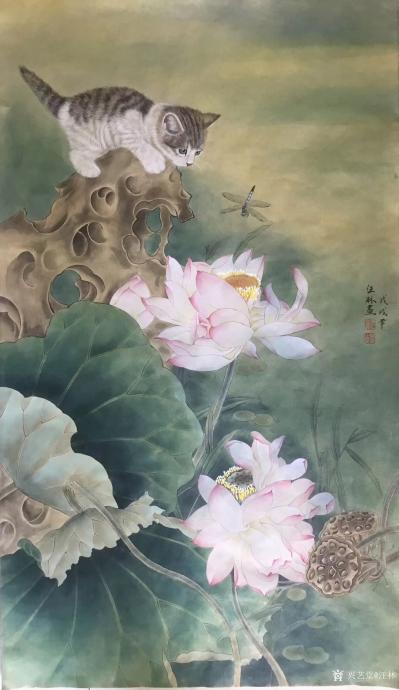 汪林日记-国画工笔动物画新作《松鼠》，尺寸50x50cm，第二幅工笔动物画《小猫戏蜻蜓》，【图3】
