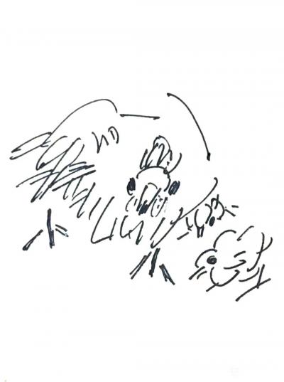 龚光万日记-《小鸡小鸡》，二十余年前，政治学习之余涂鸦作品，今翻读实感兴奋！与朋友们共赏，纸【图1】