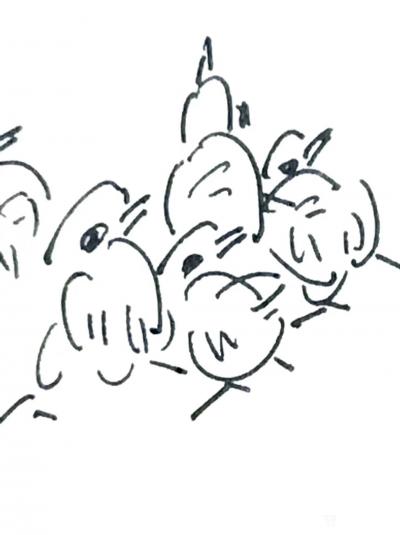 龚光万日记-《小鸡小鸡》，二十余年前，政治学习之余涂鸦作品，今翻读实感兴奋！与朋友们共赏，纸【图3】