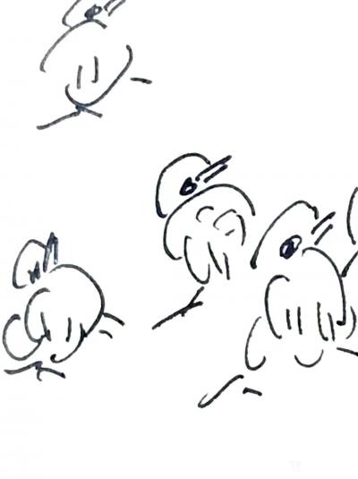 龚光万日记-《小鸡小鸡》，二十余年前，政治学习之余涂鸦作品，今翻读实感兴奋！与朋友们共赏，纸【图6】