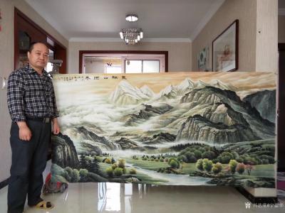 宁建华日记-国画彩墨山水画《雪融山河春》，尺寸：大八尺四尺240x128cm；国画彩墨山水画【图2】