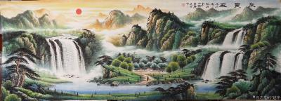 宁建华日记-国画彩墨山水画《雪融山河春》，尺寸：大八尺四尺240x128cm；国画彩墨山水画【图3】