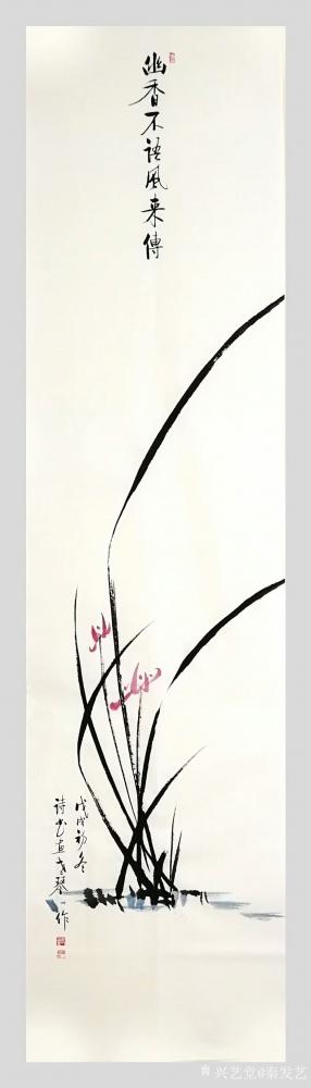 秦发艺日记-国画花鸟兰花四条屏，四尺对开38x138cm，大雅，雅到窒息…
兰花四条屏之一【图3】