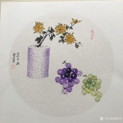 魏建军日记-国画花鸟画葡萄配《梅兰竹菊》，尺寸四尺斗方68x68cm，11月5日在河南画的一【图2】