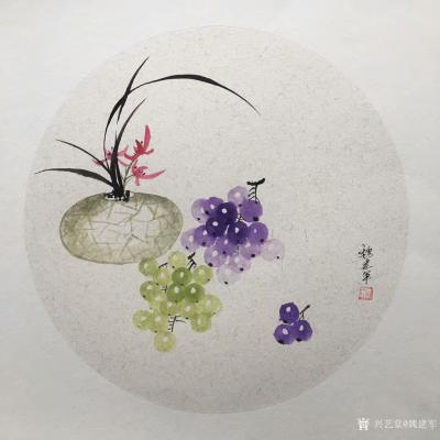 魏建军日记-国画花鸟画葡萄配《梅兰竹菊》，尺寸四尺斗方68x68cm，11月5日在河南画的一【图4】