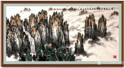 叶向阳日记-翰墨颂中华：《黄山高耸千重银银瀑长流万里歌》，叶向阳国画山水画作品欣赏，恭请亲朋【图1】