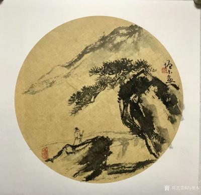 冯增木日记-国画山水画斗方一组《高山流水》，《迎客松》，《幽境》；近有画山水画的激情，多参考【图2】