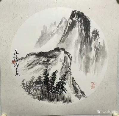 冯增木日记-国画山水画斗方一组《高山流水》，《迎客松》，《幽境》；近有画山水画的激情，多参考【图3】
