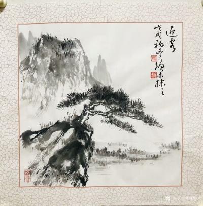 冯增木日记-国画山水画斗方一组《高山流水》，《迎客松》，《幽境》；近有画山水画的激情，多参考【图6】