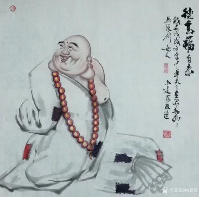 尚建国日记-国画人物画《坐观云起》，尺寸六尺98x 180cm；人物画《德高福自来》两幅不同【图2】