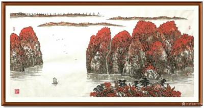 叶向阳日记-翰墨颂中华:《五岭北来峰在地九洲南尽水连天》，叶向阳国画山水画作品欣赏，恭请亲朋【图1】