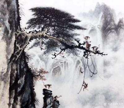 罗树辉日记-国画松树《空谷猿鸣》，尺寸六尺斗方98x98cm，戊戍秋月作于广州芳村松云居工作【图2】