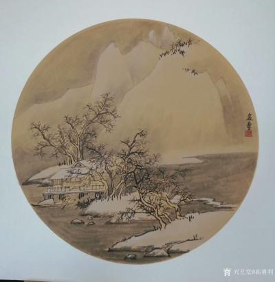 高勇利日记-国画山水画《仿古山水》系列作品4幅，材质：圆光卡纸，尺寸：50*50cm，请欣赏【图2】