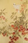 韩梅日志-国画花鸟工笔画新作《荔枝小鸟》，尺寸三尺55x100cm，附【图1】